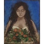 Glen Mingham, coloured etching, florette, signed in pencil, no. 16/100, plate size 7" x 5.5", framed