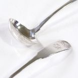 A pair of Scottish silver sauce ladles, with shell terminals, probably by William Forrest & Co,