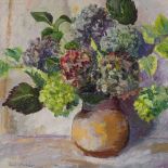 Jane Whittaker, oil on board, still life, 19" x 22", and D M Roberts, oil on board, still life,