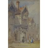 2 19th century watercolour street scenes, both indistinctly signed, framed (2)