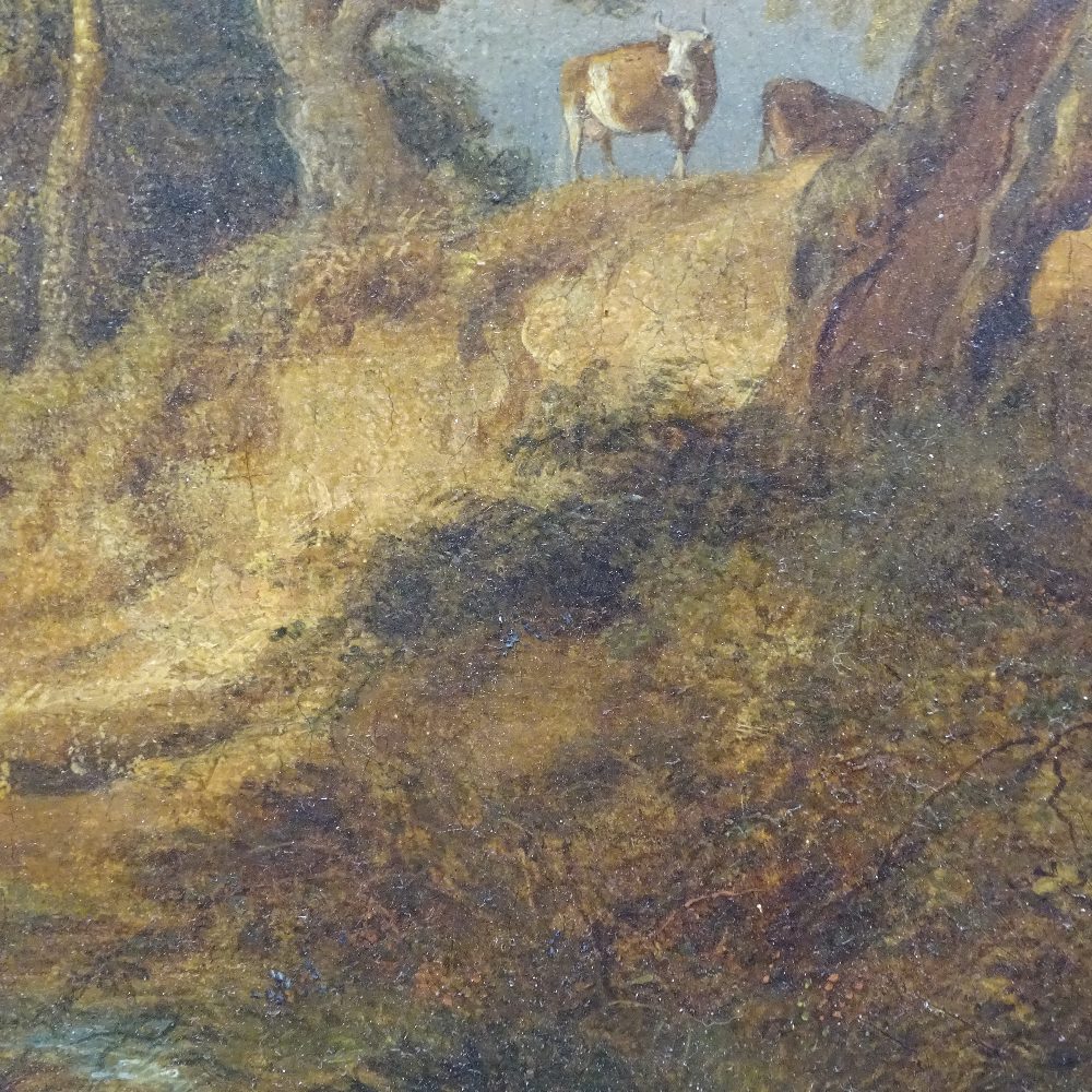 Attributed to Robert Reinagle, oil on canvas, figures and cattle in rural landscape, unsigned, - Image 8 of 13