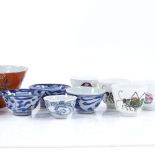 A group of Chinese porcelain bowls, largest 10cm across (10)