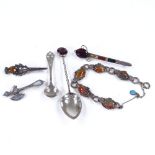 Various Scottish silverware, including stone set brooch, moss agate bracelet etc