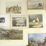A folder of prints and watercolours