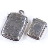 A Victorian miniature silver Vesta case, with all over engraved leaf decoration, by Thomas Hayes,