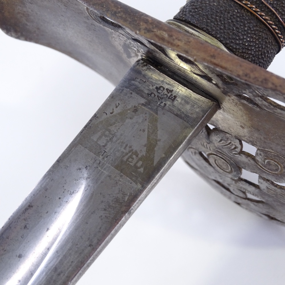 A George V First War Period Army Officer's dress sword, pierced steel bowl hilt with GR cipher, - Image 3 of 4