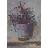 Fred Cuming, oil on board, still life flowers in a pot, signed, 9" x 6", framed