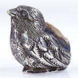 An Edwardian novelty silver chick pin cushion, by Sampson Mordan & Co Ltd, hallmarks Sheffield 1905,