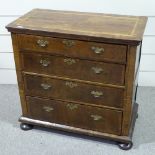 An 18th century walnut chest of 4 long drawers, with inlaid banding, width 3'3", height 3'3"