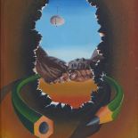 Richardo Siccuro (Brazilian born 1956), oil on canvas, surrealist, 18" x 13", framed