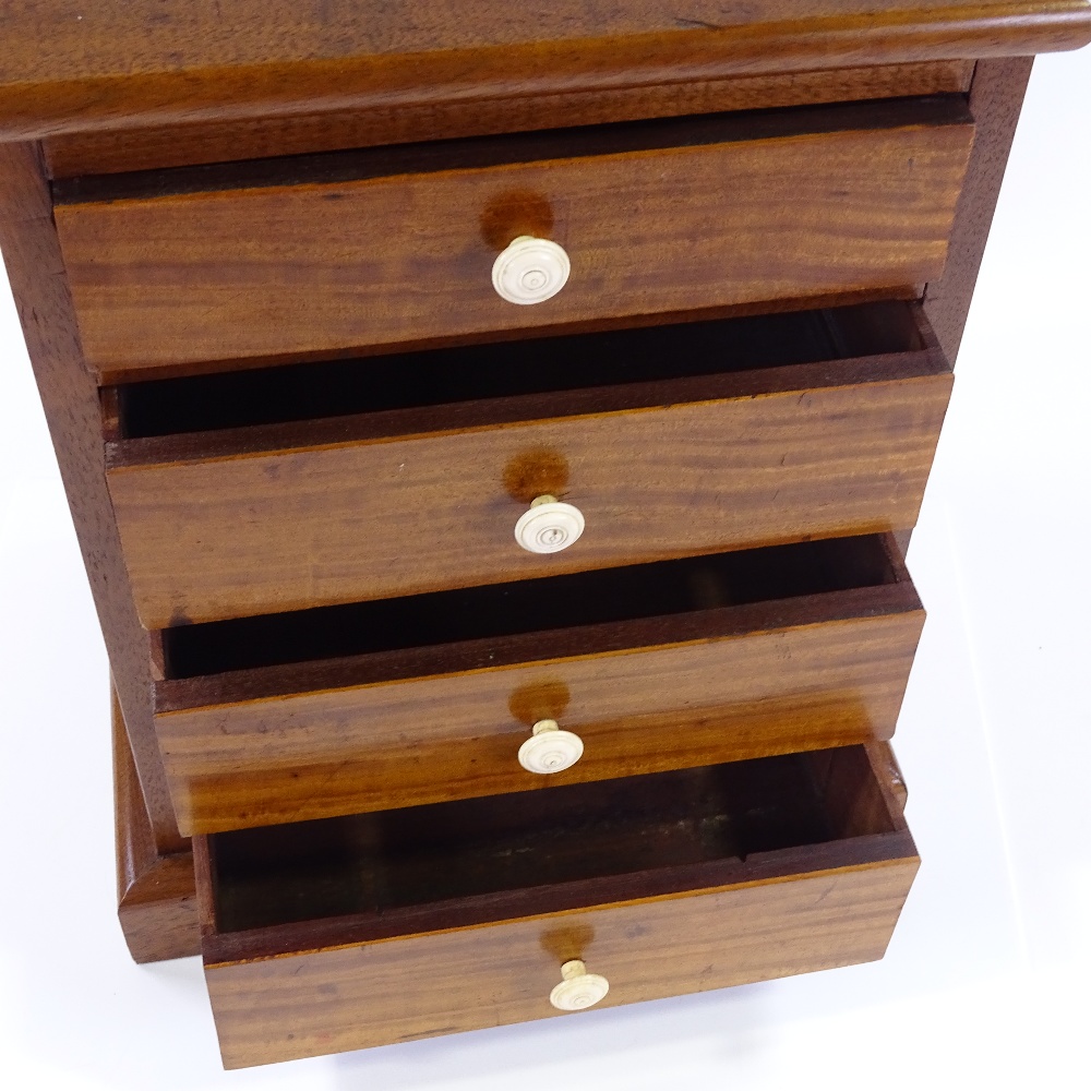 A 19th century mahogany and satinwood collector's chest with ivory handles, height 37cm, width 28cm - Image 3 of 3