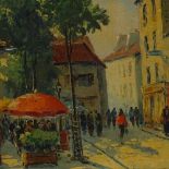 Albert Berne, oil on canvas, French street scene, signed, 9" x 11", framed