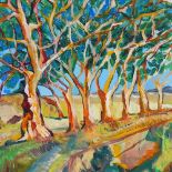 Clive Fredriksson, oil on canvas, trees in a landscape, 28" x 20", unframed