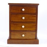 A 19th century mahogany and satinwood collector's chest with ivory handles, height 37cm, width 28cm