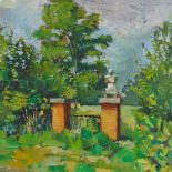 Julian Gordon Mitchell, oil on canvas, garden scene, 31" x 24", framed