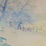 Derek Mynott (1925 - 1994), pair of lithographs, park scenes, signed in pencil, image 16" x 21",
