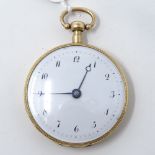 LEROY & FILS - a French 18ct gold open-face key-wind quarter repeat pocket watch, white enamel