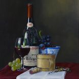 Peter Kotka (born 1951), oil on canvas, 1997 Rhone fruit and cheese, signed, 20" x 16", framed