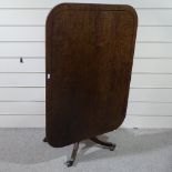 A 19th century mahogany tilt-top breakfast table, on quadruple splay leg base, 4'10" x 3'5"