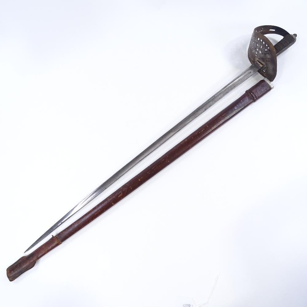 A George V First War Period Army Officer's dress sword, pierced steel bowl hilt with GR cipher, - Image 2 of 4