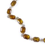 A Continental silver citrine panel bracelet, bracelet length 20cm, 10g