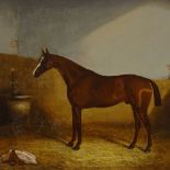 James Clark, oil on canvas, bay mare in the stable, signed, 20" x 24", framed