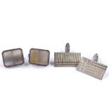 2 pairs of silver cufflinks, largest panel length 22.7mm (2)