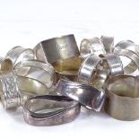 Various silver napkin rings, including 2 sets of 6, 9.8oz total