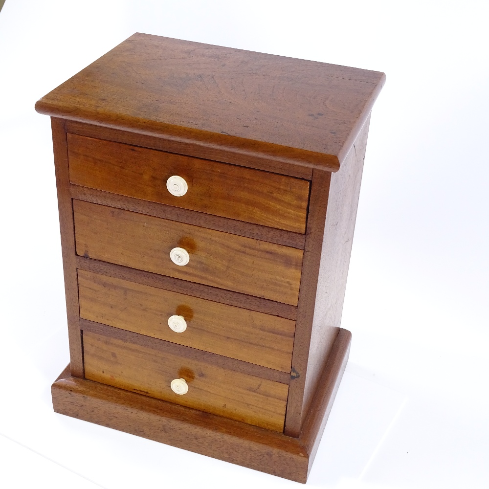 A 19th century mahogany and satinwood collector's chest with ivory handles, height 37cm, width 28cm - Image 2 of 3