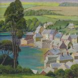 Fred Wackrill, oil on board, Kingsand Cornwall, signed with artist's label verso, 29" x 28", framed