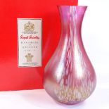 Royal Brierley Studio glass cranberry and white vase, height 23cm, boxed and unused