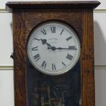 A Synchronome electric wall clock in oak case, circa 1920, height 126cm