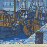Quinton, colour screen print, boats at Whitehaven, signed in pencil, no. 17/60, image size 13" x
