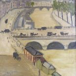 Follower of Albert Marquet, oil on canvas, Parisian street scene, bears signature, 30" x 25", framed