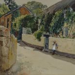 Edward Fitchew (1852 - 1934), watercolour, village street scene, signed, 6.5" x 9.5", framed