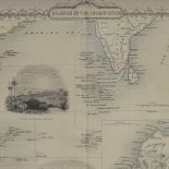 19th century map, islands in the Indian Ocean, engraved by J Rapkin, 10" x 13.5", framed