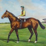 B Davis, oil on canvas, Lester Piggott on Nijinsky, signed, 20" x 24", framed