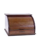 A Victorian mahogany tambour-front stationery box, with single drawer below, width 39cm
