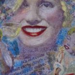 H McMaster, mixed media composition, Marilyn Monroe, inscribed verso, 15.5" x 10.5", framed