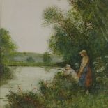 Frederick Hines RA, pair of watercolours, rural scenes, 13" x 9", framed