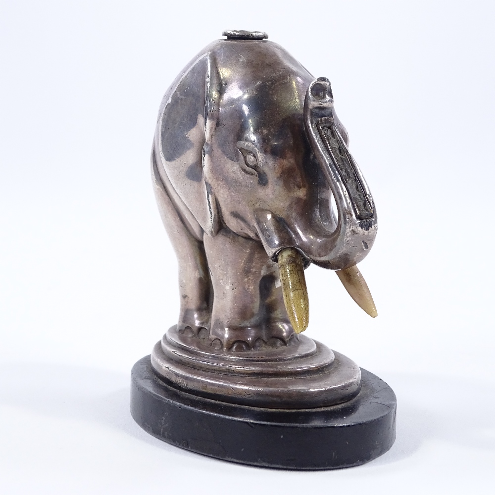 An Art Deco electroplate elephant design table lighter, no visible factory marks, height 10.5cm - Image 2 of 3