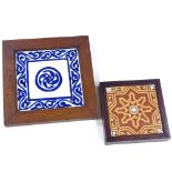 2 framed ceramic tiles, largest 27cm across including frame (2)