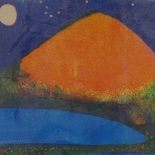Michael B White, monoprint, moon mountain, signed in pencil, 18" x 25", framed