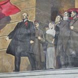 Aleksandr Freidin (Russian 1926 - 1987), large unstretched oil on canvas, study of Lenin and other