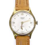 JUNGHANS - a gold plated automatic wristwatch, quarterly Arabic numerals with 17 jewel movement, and
