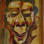 Bill Gale, oil on board, Tribal portrait, 1968, 27" x 16", framed