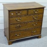 A George III mahogany square chest of 3 long and 2 short drawers, of small size, width 2'10", height