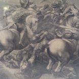 G Edelinck, engraving, battle scene, image 18" x 24", unframed