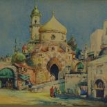 J Bruckland, watercolour, Middle Eastern street scene, signed, 6.5" x 10", framed