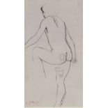 Edward Burra (1905 - 1976), pencil sketch, nude life study, stamped signature, 14.5" x 8", framed,